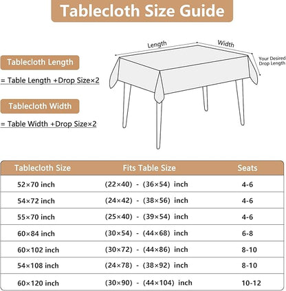 Seenus Textured Fabric Green Tablecloth Fits 6 Foot Rectangle Tables, Water Resistant & Wipeable Rectangular Table Cloth for 6-8 Seats Dinig Party Holiday Decoration, 60 x 84 Inch