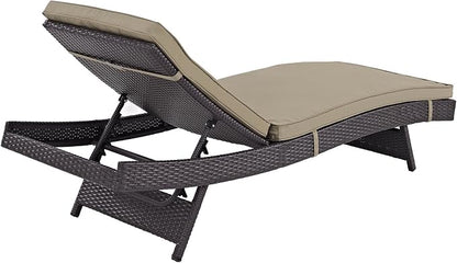 Modway Convene Wicker Rattan Outdoor Patio Chaise Lounge Chairs in Espresso Mocha - Set of 6