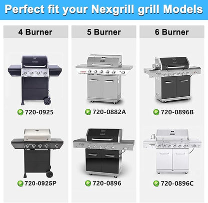 Replacement Parts for Nexgrill 720-0882A 720-0925P 720-0925 720-0896 720-0896B 720-0896E, Grease Tray, 5 Pack Burner Tubes & Ignitors & Flame Tamers for Nexgrill 5 Burner 720-0882A Gas Grill