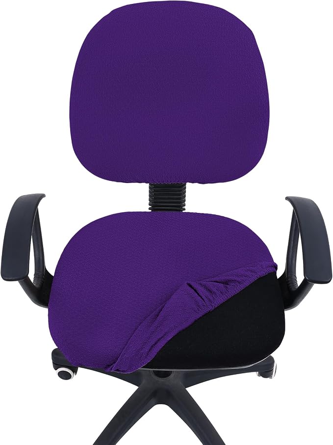 Smiry Office Computer Chair Covers for Desk Rotating Chair Protector | Stretch Jacquard Removable Washable Universal Slipcovers, Seat + Backrest Cover, Violet