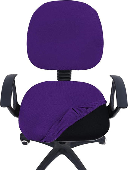 Smiry Office Computer Chair Covers for Desk Rotating Chair Protector | Stretch Jacquard Removable Washable Universal Slipcovers, Seat + Backrest Cover, Violet