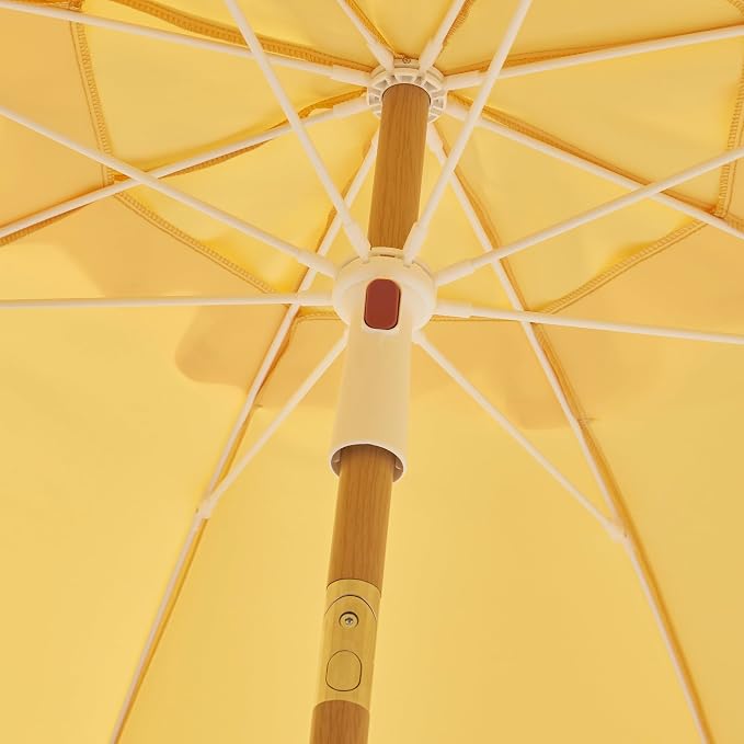 6FT Patio Beach Umbrella, UPF 50+ Sun Shade, Adjustable Tilt | Portable & Vented Outdoor Umbrella for Sand, Backyard & Garden, Harbour Mimosa (Yellow & Ivory)