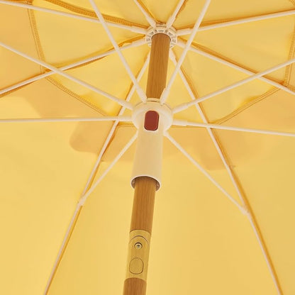 6FT Patio Beach Umbrella, UPF 50+ Sun Shade, Adjustable Tilt | Portable & Vented Outdoor Umbrella for Sand, Backyard & Garden, Harbour Mimosa (Yellow & Ivory)