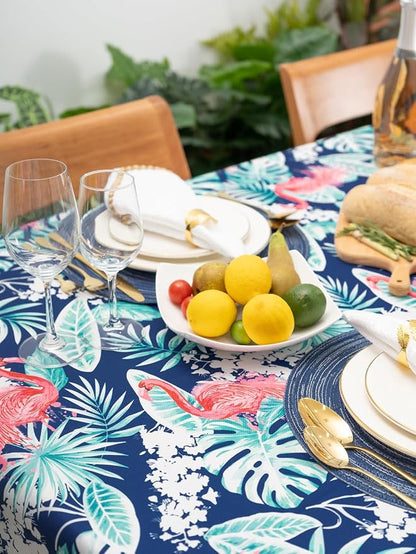 YiHomer Indoor Outdoor Tabletop for Spring Summer Decorations, Picnics and Dinner Parties - Stain and Water Resistant, Flamingo Dancing, Tablecloth, 60 x 84 Rectangle