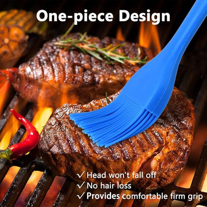 Hhyn Silicone Basting Brush Set 6 Pack Heat Resistant Pastry Brushes Spread Oil Butter Sauce for BBQ Grill Barbeque Kitchen Baking Cooking Pastries, 2 Large & 4 Small