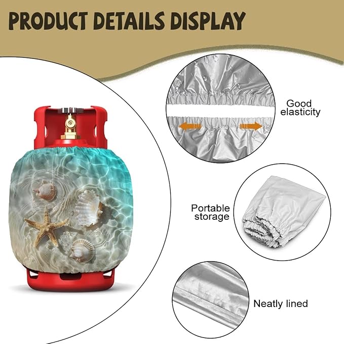 Propane Tank Covers 20lb Starfish Outdoor Heavy Duty Waterproof Windproof Gas Tank Cylinder Cover with Elastic Brand, Dress up Your Gas Grill, Fits Standard 20lb Cylinder