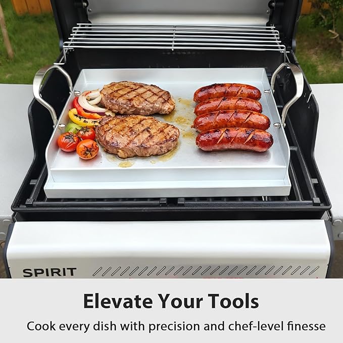 Utheer Stainless Steel Griddle for Gas Grill, Nano Ceramic Nonstick 17 x 13 | For Gas Grill, Charcoal, Oven, Stove Top, Non-Toxic, PFAS/PFOA/PTFE Free, Oven Up to 500°F, For BBQ, Camping & Kitchen