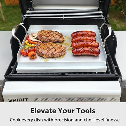Utheer Stainless Steel Griddle for Gas Grill, Nano Ceramic Nonstick 17 x 13 | For Gas Grill, Charcoal, Oven, Stove Top, Non-Toxic, PFAS/PFOA/PTFE Free, Oven Up to 500°F, For BBQ, Camping & Kitchen
