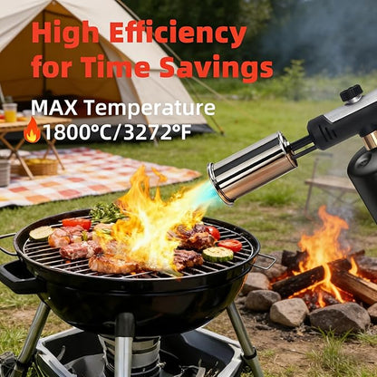 Propane Torch Gun, 3272°F Flame Thrower Gun, Charcoal Lighter with a Safety Lock ，Adjustable Flame Cooking Torch for Searing Steak, Sous Vide, Grill, BBQ & DIY (Propane Tank Not Included)