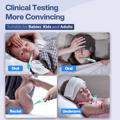 Boncare 10 Seconds Oral Thermometer for Adults and Kids, Blue Green | Accurate & Safe, Rectal Digital Thermometer for Baby, Fever Alarm