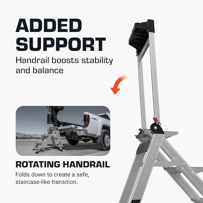 Little Giant Ladders, Jumbo Step, 2-Step, 2 foot, Step Stool, Aluminum, Type 1AA, 375 lbs weight rating, (11902), Silver
