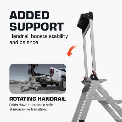Little Giant Ladders, Jumbo Step, 2-Step, 2 foot, Step Stool, Aluminum, Type 1AA, 375 lbs weight rating, (11902), Silver