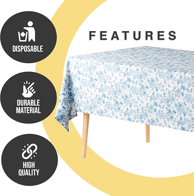 Exquisite 66% Thicker Floral Plastic Tablecloth Rectangle 54x108 Inch 12 Pack - Botanical Disposable Summer Table Cloth Tea Party Decorations - Greenery Table Cover Bridal Shower Wedding Spring