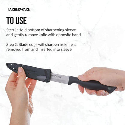 Farberware 4.5 Inch Utility Knife with EdgeKeeper Self-Sharpening Sheath, High-Carbon Stainless Steel Blade, Ergonomic Handle for Slicing, Dicing, and Mincing Fruits and Vegetables