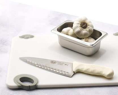 Winco 8" White Hollow Ground Chef's Knife | Razor sharp blade, NSF listed, Restaurant service, Great for Meat Prep, Vegetable Prep, Bread Service and Kitchen Prep