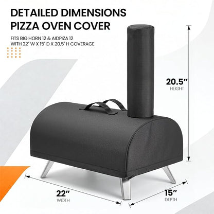 Pizza Oven Cover for Big Horn and aidpiza 12, 600D Heavy Duty Oven Cover | Waterproof Oven Cover for Pizza Oven with Adjustable Drawstrings and Handle, Pizza Oven Accessories Carry Cover for Outdoor