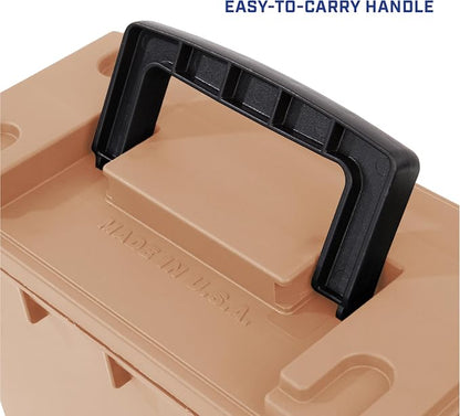 Sheffield Ammo Box Made in USA, Stackable Lockable Ammo Storage Box, Tan | Lockable Storage Box, Water and Dust Resistant Dry Box, Secures Hunting Gear, Gun Accessories, Supplies, and Bullets