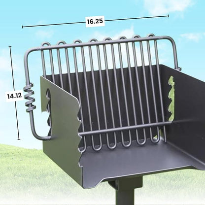 Pilot Rock 2 Pack Park-Style Steel Outdoor BBQ Charcoal Grill (Asadores de Carbon), Cooking Grate and Post for Camping or Backyard