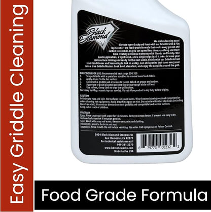 Griddle & Grill Cleaner – Flat Top Griddle Cleaner, Food-Contact Safe 1-QT | Flat Top Griddle Cleaner, Non-Caustic, Food-Contact Safe, Unscented, Residue-Free