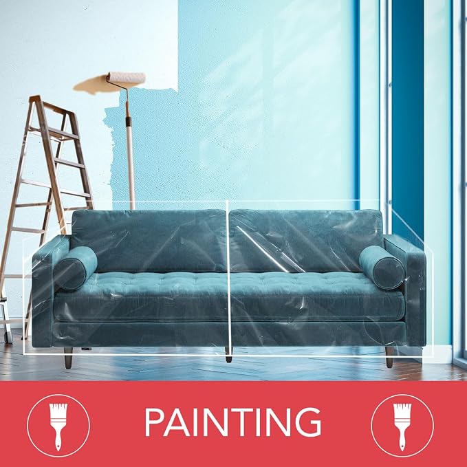 LAMINET Thick Crystal Clear Heavy-Duty Water Resistant Sofa/Couch Cover - Perfect for Protection Against CAT/Dog Clawing, Kids and Grandkids- Sofa - 42" BH x 18" FH x 96”W x 40”D