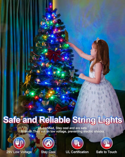 Multicolor Christmas String Lights,Total 250FT 760 LED Indoor Outdoor Clear Wire, Christmas Lights for Bedroom, Timer & Memory, Plug in Fairy Lights for Tree Outside Xmas Holiday Decorations