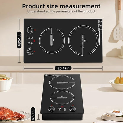 Double Induction Cooktop,110V 2600W 2 burner induction cooktop with hot plat with LED Touch Screen 10 Levels,Child Safety Lock & Timer 110V countertop burners