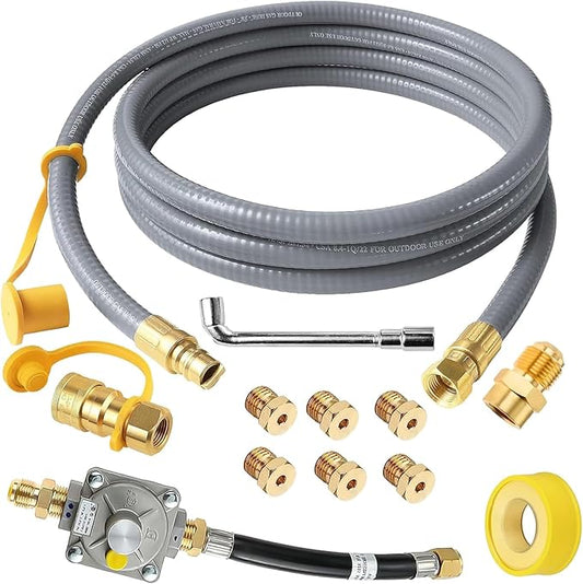 MIV 15ft Upgraded Propane to Natural Gas Conversion Kit for Weber Genesis, Genesis II, Spirit, Spirit II Grills, Natural Gas Hose with Regulator
