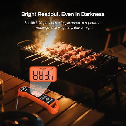 Instant Read Meat Thermometer, Meat Thermometer Digital with 0.5s Fast Reading, IPX5 Waterproof Cooking Thermometer with ±0.5℉ Accuracy, Food Thermometer for Candy, Grill, Milk, Bake, Oven and Brewing