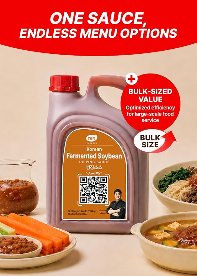 TBK THEBORN Korean BBQ Ssamjang, Fermented Soybean Dipping Sauce 2.9kg | Savory fermented dipping sauce with rich umami flavor for Korean BBQ, lettuce wraps, grilled meat and vegetables