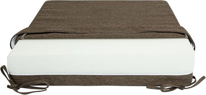 Magpie Fabrics Indoor Outdoor Cushion Cover Replacement 2 Pack, NO Insert! Water Repellent Slipcover with Ties Decor for Patio Garden Chair Sofa Bench Wicker(Dark Brown, 24x24x4 Inch)