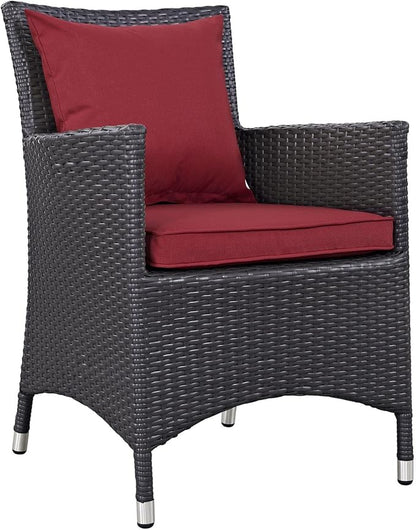 Modway Convene Collection 11-Piece Outdoor Patio Dining Set in Espresso Red