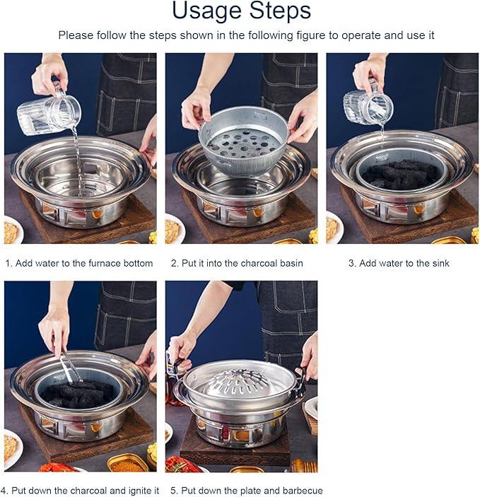 Thai Korean BBQ Grill Pan, Aluminum BBQ Grill Topper, 2 in 1 Non Stick Smoke Steak Grill Charcoal Pan Pork Hot Pot, Even Heating Barbecue Grill Plates, Camping BBQ Pan (35cm/13.78in Original Color)