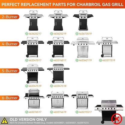 Grill Replacement Parts for Charbroil Performance 2 burner 463625217 463673517 463673519 463625219 300 Cabinet Liquid Propane, G470-5200-W1 Burner, G470-0004-W1 Heat Plate, Carryover Tubes, Igniters