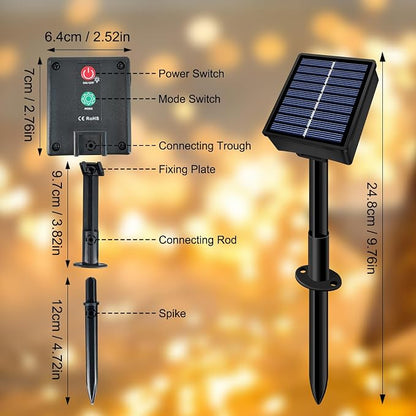 Solar String Lights Outdoor 2 Pack Total 66FT 200LED Solar Fairy Lights Waterproof 8 Modes Twinkle Solar Lights for Patio, Garden Yard Party Wedding Tree Christmas Halloween Decoration, Multicolor
