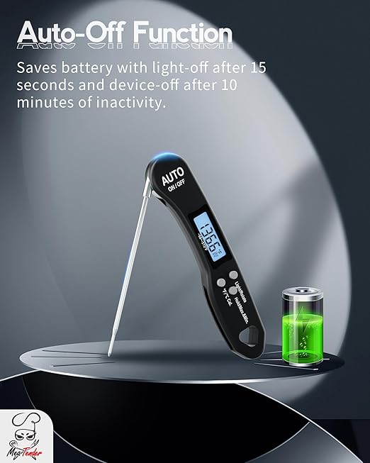 Ultra-Fast 1.2s Instant Read Meat Thermometer for Grilling & Smoking, ±1°F Accuracy with Calibration, Reversible Backlit LCD for Left/Right Hand, Magnetic Digital Food Thermometer for BBQ, Candy, Oil