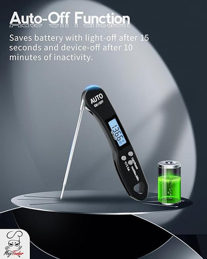 Ultra-Fast 1.2s Instant Read Meat Thermometer for Grilling & Smoking, ±1°F Accuracy with Calibration, Reversible Backlit LCD for Left/Right Hand, Magnetic Digital Food Thermometer for BBQ, Candy, Oil