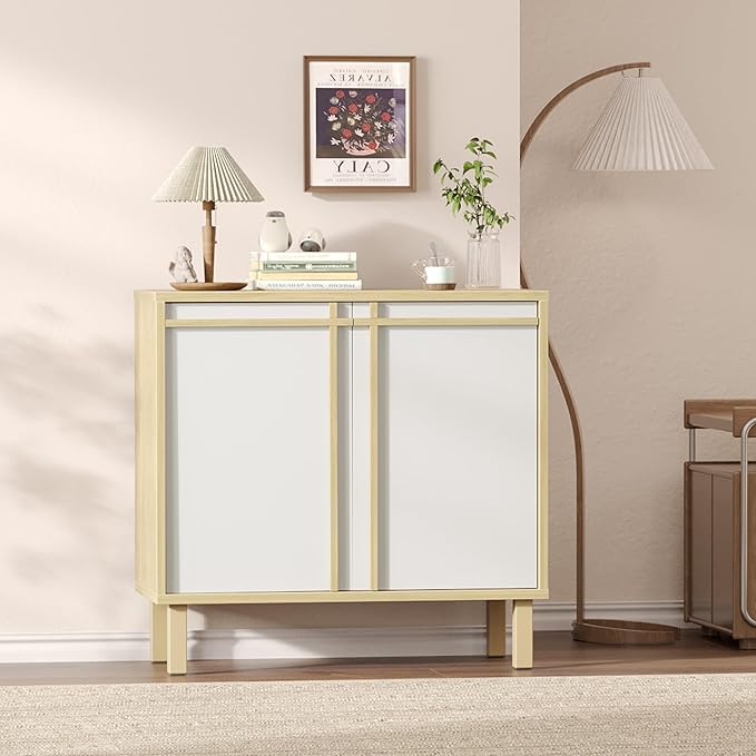 Sideboard Buffet Cabinet with Storage, Adjustable Shelf, Wooden Mid Century Accent Coffee Bar Cabinet for Living Room, Kitchen, Entryway, Hallway