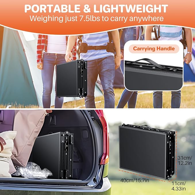 FUNYKICH 3ft Aluminum Folding Camping Table, 3 Height Adjustable Max 29.4" | 35.4''x15.7'' Tabletop, Ultralight Portable Design with Carry Handle for Car Travel, Camping, Backyard, Beach & Picnic, Balck