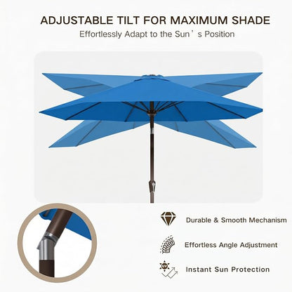 Kingdura 10FT Outdoor Patio Umbrella, Round Market Table Umbrella with Push‑Button Tilt and Crank Lift, 8 Sturdy Metal Ribs, UV50+ Protection Canopy for Backyard, Lawn, Deck, Poolside, Garden (Royal blue)