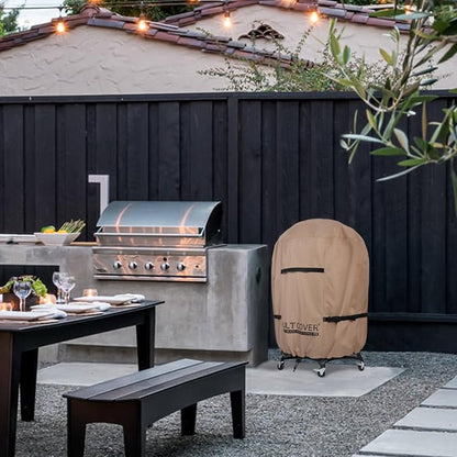 ULTCOVER Outdoor Waterproof Charcoal Kamado Joe Grill Cover for 18 inch Char-Griller Char-Broil and Other Round Smokers Size Up to 30” Dia x 45” H