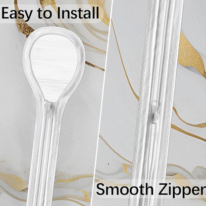 Fitted Round Tablecloth with Umbrella Hole and Zipper Marble Liquid Texture Outdoor Elastic Table Cloth 36"-44" Oil-Proof Waterproof White Gold Marble Patio Table Cover for Party Outdoor