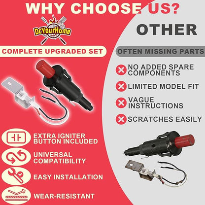 80462 Igniter Kit Replacement for Weber Q100 Q200 Q120 Q220 Gas Grills, Push Button Piezo Ignition Kit for Weber Q1000 Q2000 Series Accessories, Grill Starter for Weber 386001 386002 566001 Parts