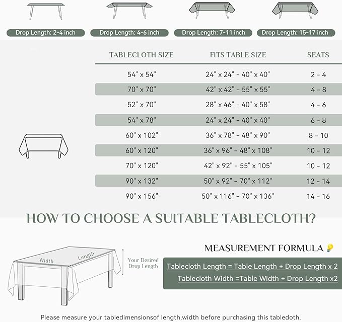 Softalker Square Tablecloth, Waterproof Table Cloths Wrinkle Free Fabric Washable Polyester Table Cover for Dining Tables Party Outdoor Camping Parties Buffet - 54 x 54 inch, Lavender