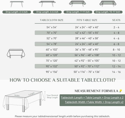 Softalker Square Tablecloth, Waterproof Table Cloths Wrinkle Free Fabric Washable Polyester Table Cover for Dining Tables Party Outdoor Camping Parties Buffet - 54 x 54 inch, Lavender
