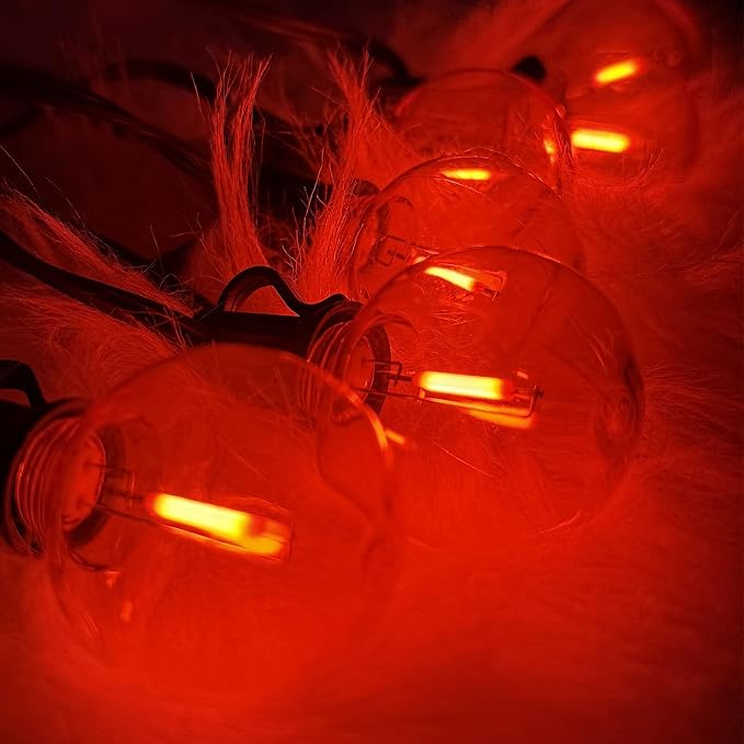 Halloween G40 LED String Light Dimmable, 50Ft Outdoor Globe Lights with 27 LED Orange Clear Replacement Bulbs(2 Spare), Halloween Decorations for Patio, Proch, Ghost Party, Yard Decor, E12 Base