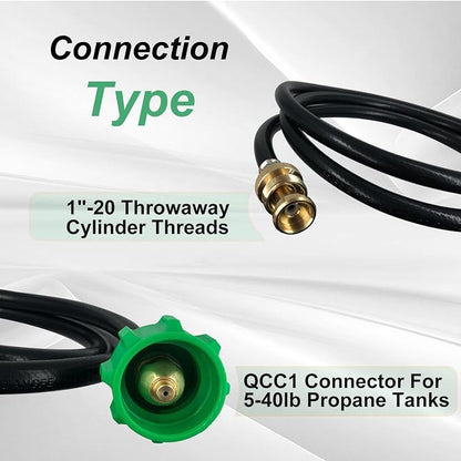 6FT for Weber Adapter Hose for Weber Q Series, for Weber Traveler Grill Accessories, for Weber Q 1000 1200 2000 2200, 1lb to 20lb Propane Adapter, Use with Grills, Stoves, Lanterns, Heaters
