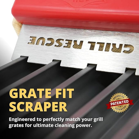 Grill Rescue BBQ Replaceable Scraper Cleaning Head, Bristle Free - Durable and Unique Tools for Cast Iron or Stainless-Steel Grates, Barbecue Cleaner (Replaceable Grill Grate Scraper Head)