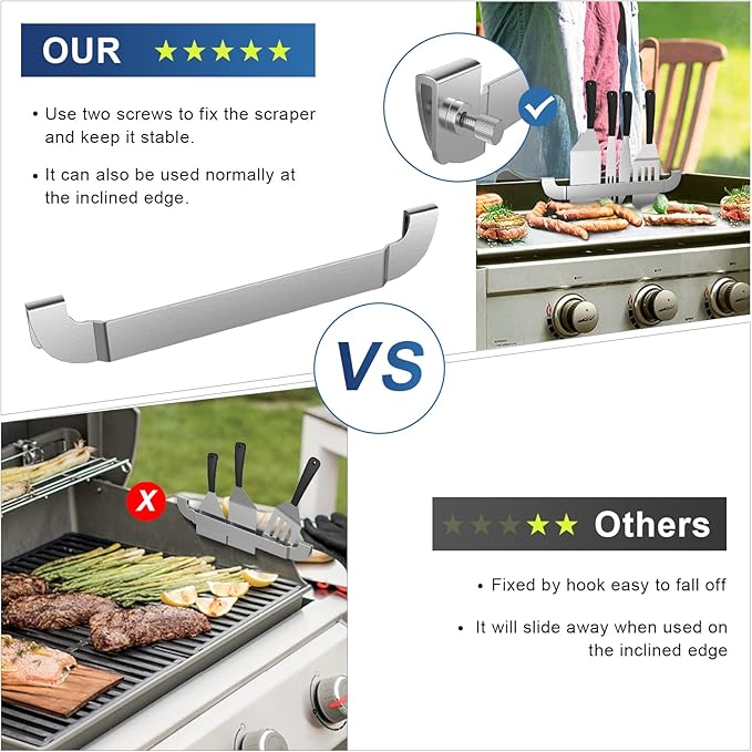 Griddle Spatula Holder, 10 Inch Stainless Steel Barbecue Tool Hold Rack, Outdoor Picnic Griddle Accessories for Blackstone, Royal Gourmet and Other Flat Top Griddle