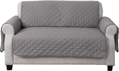 Furhaven Water-Resistant & Reversible Loveseat Cover Protector for Dogs, Cats, & Children - Two-Tone Pinsonic Quilted Living Room Furniture Cover - Gray/Mist, Loveseat