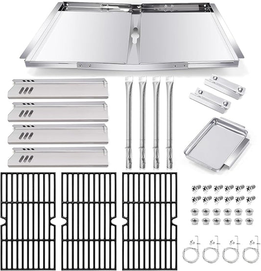 DGF493BNP Drip Pan Replacement Parts for Dyna Glo, Adjustable 24''-30'' Drip Pan, Grid Cooking Grates, Heat Plate Tent Shield, Burner and Igniter for Dyna Glo DGF493BNP, Backyard Grill BY13-101-001-12